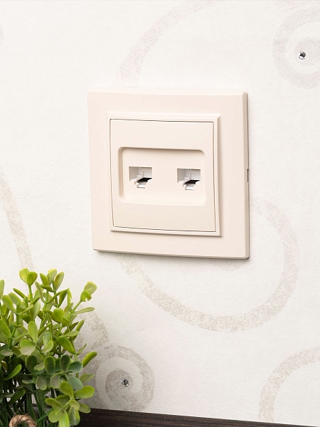 Минск Розетка RJ-45 2-местная СП бежевая EKF