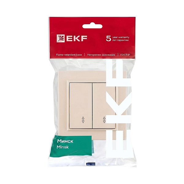Минск Кнопка звонка СП, 10А, бежевый EKF