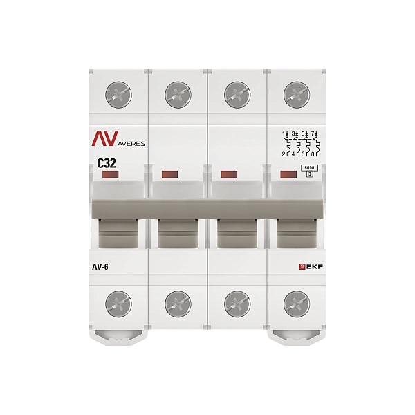 Выключатель автоматический AV-6 4P 32A (C) 6kA EKF AVERES