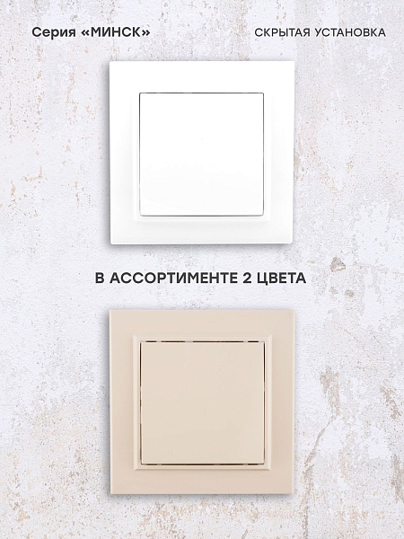 Минск Кнопка нажимная СП, 10А, белый EKF