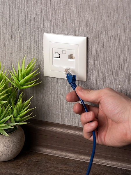 Валенсия лицевая панель розетки RJ-45 1-местная жемчуг EKF