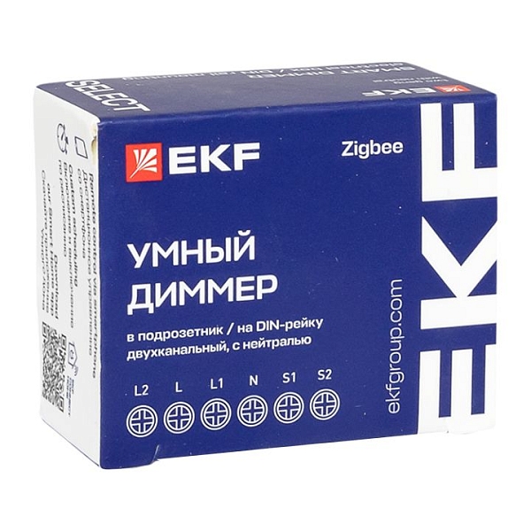 Умный диммер в подрозетник 2-канальный Zigbee EKF Connect Select