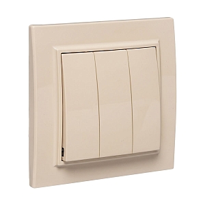 Выключатель 3-кл. СП 10А бежевый Минск EKF