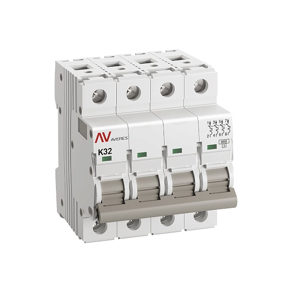 Выключатель автоматический AV-6 4P 32A (K) 6kA EKF AVERES