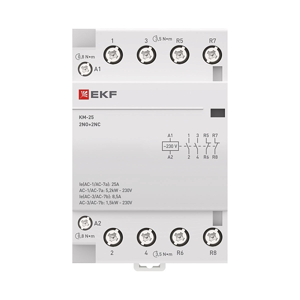 Контактор модульный КМ 25А 2NO+2NC 230В АС (3 мод.) PROXIMA EKF