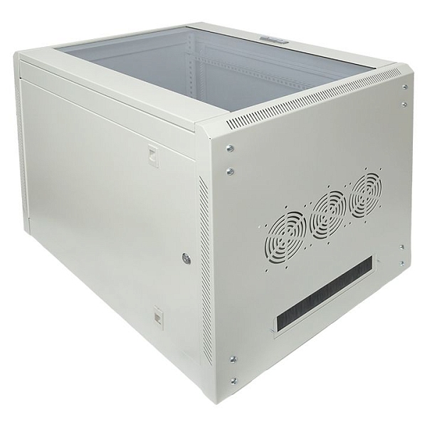 Шкаф настенный 19" TERACOM PRO 15U 600x600 мм дверь стеклянная с замком-ручкой серый