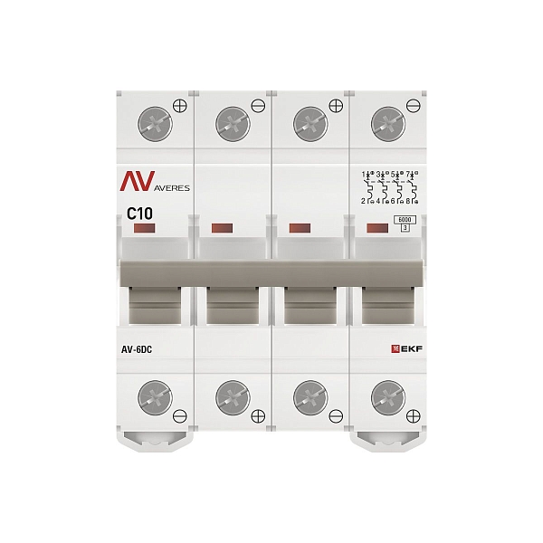 Выключатель автоматический AV-6 DC 4P 10A (C) 6kA EKF AVERES