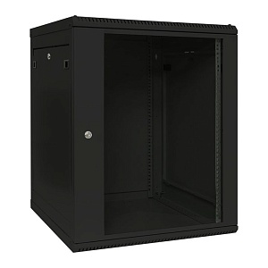 Шкаф настенный 19" TERACOM PRO 15U 600x600 мм дверь стеклянная с замком-ручкой чёрный