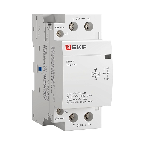 Контактор модульный КМ 63А 1NO+1NC 230В АС (2 мод.) PROXIMA EKF