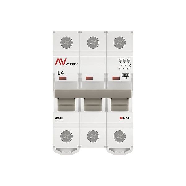 Выключатель автоматический AV-10 3P 4A (L) 10kA EKF AVERES