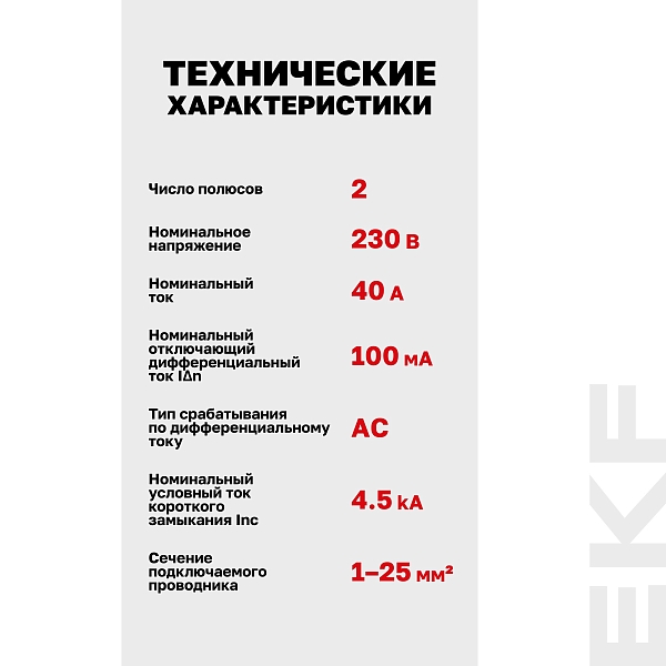 Выключатель дифференциального тока ВДТ-40 2P 40А 100мА тип АС электронный 4,5кА BASIC