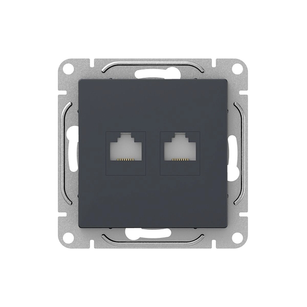 Механизм розетки RJ45 - 2шт, (cat6), графит Эпика EKF
