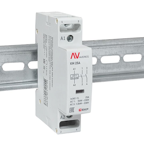 Контактор модульный КМ 25А 2NO 230В АС (1 мод.) AVERES EKF