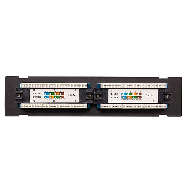 Патч-панель настенная TERACOM PRO Cat.5E неэкранированная UTP 12 портов RJ-45 Dual IDC