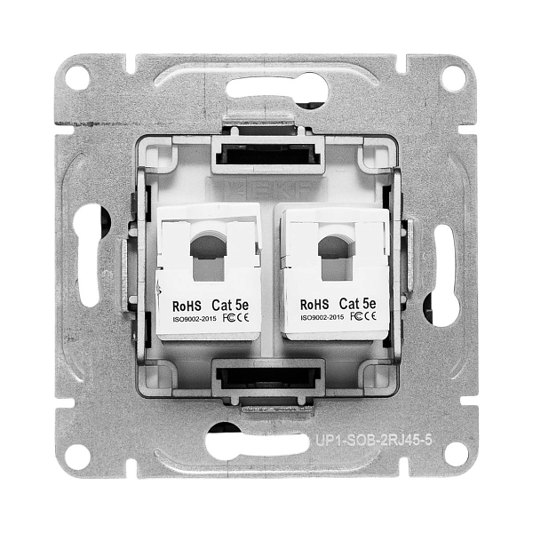 Механизм розетки RJ45 - 2шт, (cat5), чёрный Эпика EKF