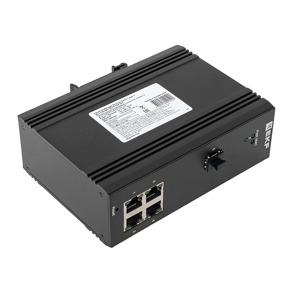 Промышленный управляемый коммутатор уровня L2 ML2-1GX/SFP-4GTP, 1 порт 1000Base-X SFP, 4 порта 10/100/1000Base-T(X) RJ45 c PoE, монтаж на динрейку TSX EKF