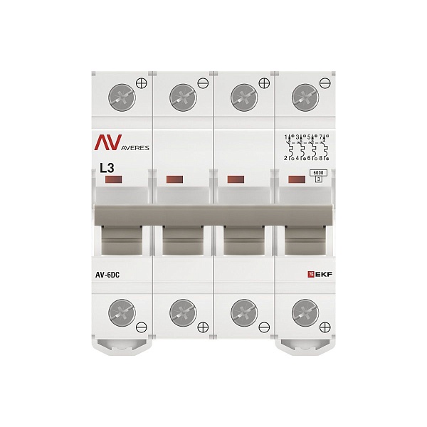 Выключатель автоматический AV-6 DC 4P 3A (L) 6kA EKF AVERES