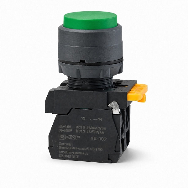 Кнопка выпирающая SB-25 без фиксации 1NС зеленая IP65 EKF