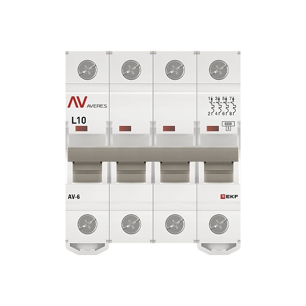 Выключатель автоматический AV-6 4P 10A (L) 6kA EKF AVERES