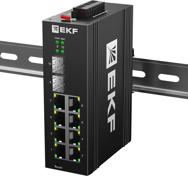 Промышленный управляемый коммутатор уровня L2 TSX-ML2-2GH/SFP-8GT, 2 порта 2.5G Base-X SFP, 8 портов 10/100/1000Base-T(X) RJ45, монтаж на динрейку TSX EKF