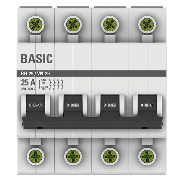 Выключатель нагрузки ВН-29 4P 25А BASIC