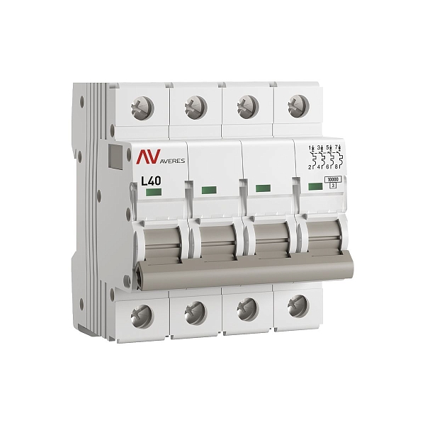 Выключатель автоматический AV-10 4P 40A (L) 10kA EKF AVERES