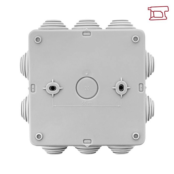 Коробка распределительная КМР-030-014 с крышкой (100x100x50) для прямого монтажа, 10 мембр. вводов серая IP55 EKF