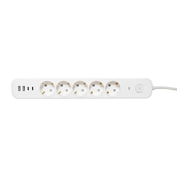 Удлинитель LUX 5 гнезд 2USB 2,4А+2type-C 5 метров 1,5мм2 EKF