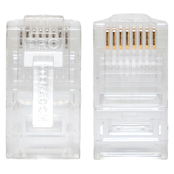 Коннектор RJ-45 TERACOM PRO неэкранированный 8P8C 30мкд Cat.5E универсальный (упак.10шт)