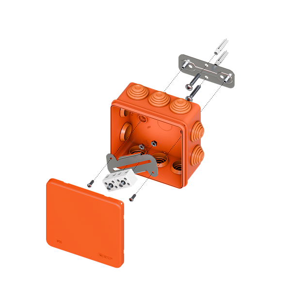 Коробка огнестойкая E45 100x100x50мм с клеммниками 4 полюса 0,5-6мм2 IP55 HF EKF