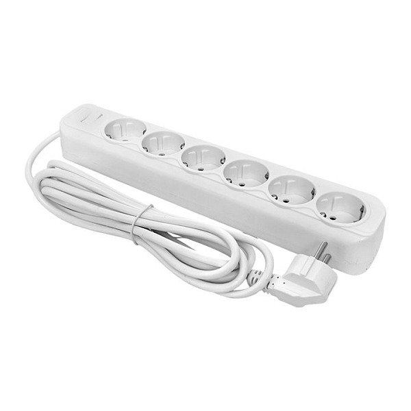 Сетевой фильтр 6*5м 16А/3,2кВт с выкл. c/з ПВС 3x1,0 Блокбастер XL EKF PROxima