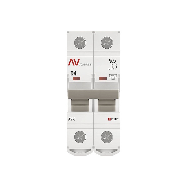 Выключатель автоматический AV-6 2P 4A (D) 6kA EKF AVERES