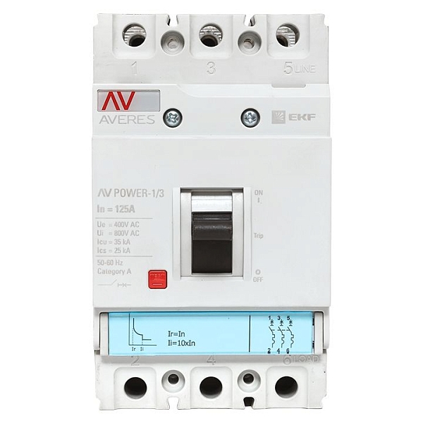 Выключатель автоматический в литом корпусе AV-POWER-1/3 125А 35кА TR EKF