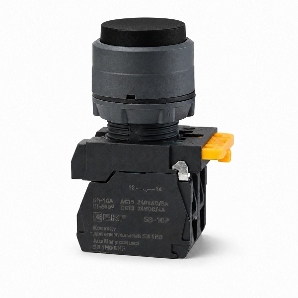 Кнопка выпирающая SB-35 с фиксацией 1NO+1NC черная IP65 EKF