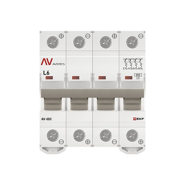 Выключатель автоматический AV-6 DC 4P 6A (L) 6kA EKF AVERES