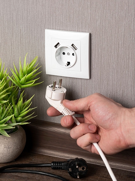 Валенсия розетка 1-местная с/з 16А белая с защ. штор. с 2 USB 2,1А EKF