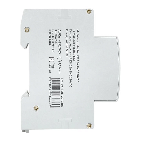 Контактор модульный КМ 25А 2NO 230В АС (1 мод.) AVERES EKF