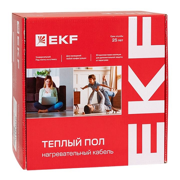 Теплый пол (нагревательный кабель) 225Вт 16 м 1,5 м2 EKF