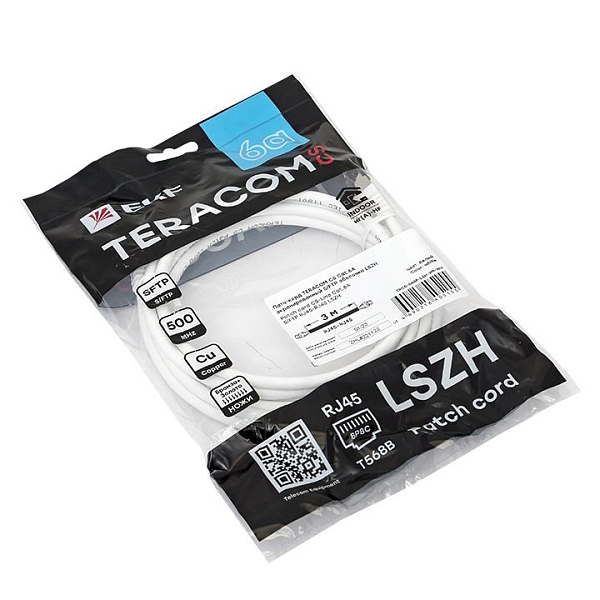 Патч-корд TERACOM CS Cat.6A экранированный S/FTP оболочка LSZH белый (3,0м)