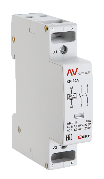 Контактор модульный КМ 20А 2NC 24В АС (1 мод.) AVERES EKF