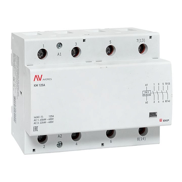 Контактор модульный КМ 100А 4NO 230В АС (6 мод.) AVERES EKF