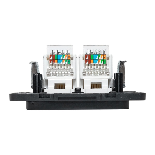 Стокгольм Механизм Розетки RJ-45 2-местной черный EKF