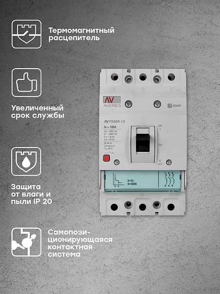 Выключатель автоматический в литом корпусе AV-POWER-1/3 100А 35кА TR EKF