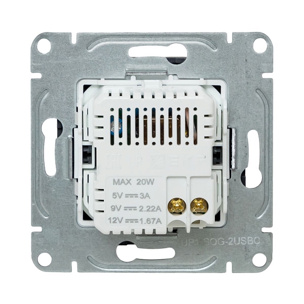 Механизм розетки USB-C - 2шт, графит Эпика EKF