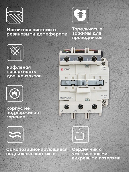 Контактор КМЭп-6 95А 1NO+1NC 24В DC EKF