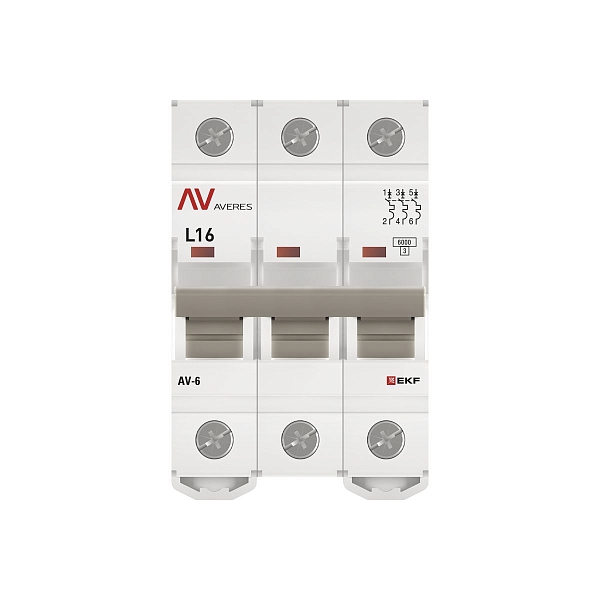 Выключатель автоматический AV-6 3P 16A (L) 6kA EKF AVERES