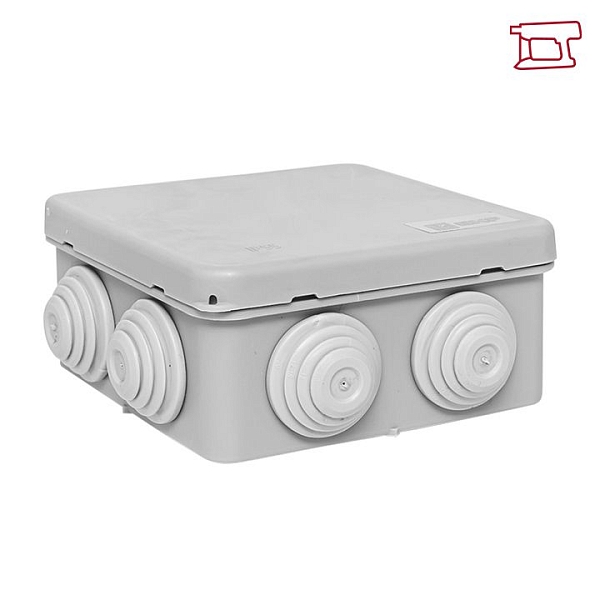 Коробка распределительная КМР-030-031 с крышкой (85x85x40) для прямого монтажа 8 мембр. вводов серая IP55 розн. стикер EKF