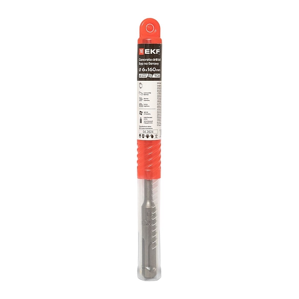 Бур по бетону SDS-plus 6x160 мм (4 резца) EKF Professional