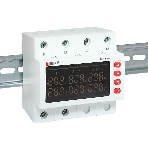 Реле выбора фаз с дисплеем RVF-3-63А EKF PROxima