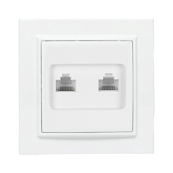 Розетка RJ-45 2-местная СП Минск белая EKF